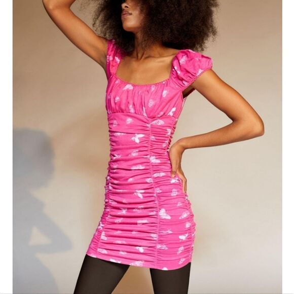 Urban Outfitters Butterfly Brenan Ruched mini dress NWT - Picture 11 of 11